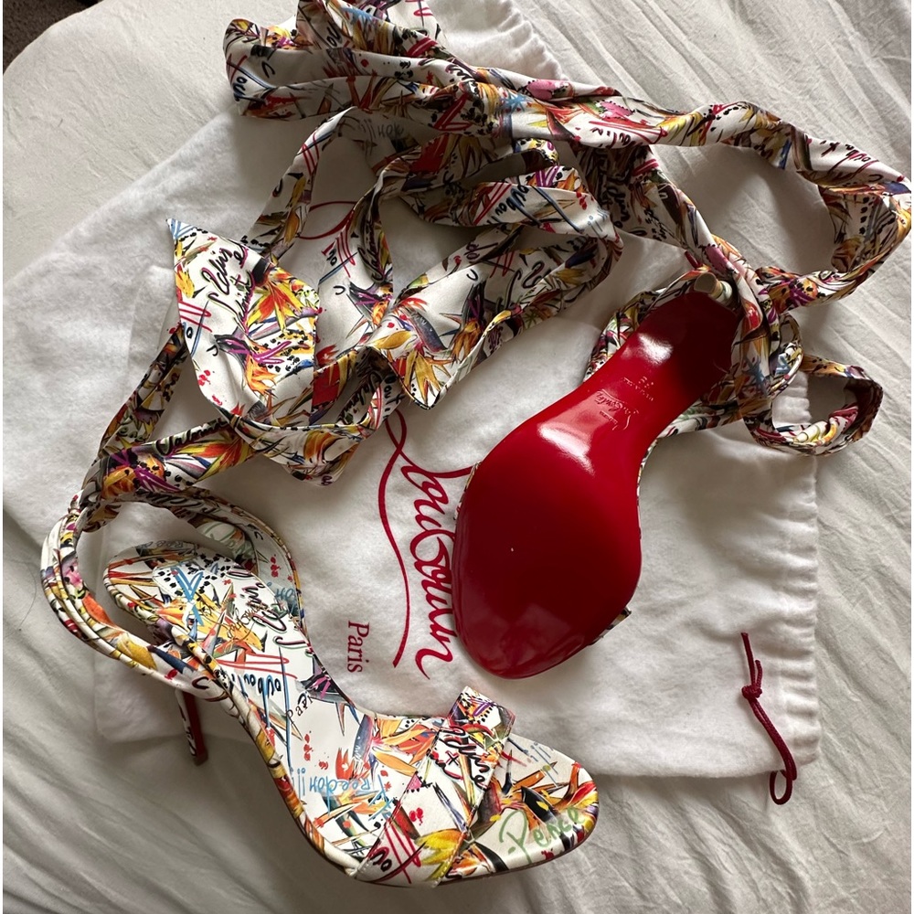 christian louboutin sandale du desert satin ankle wrap